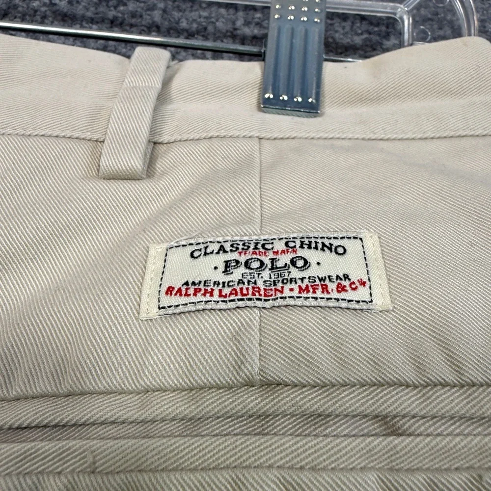 Polo Ralph‎ Lauren Pants Mens 36x29 Classic Chino Mens Khaki Pants Vintage Pleat